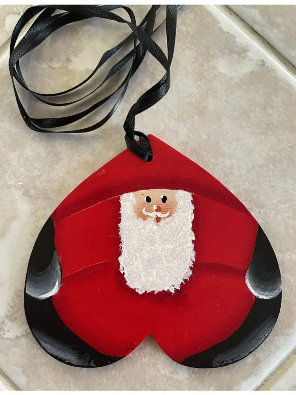 Santa-Hand Painted Wooden Santa Christmas Ornaments